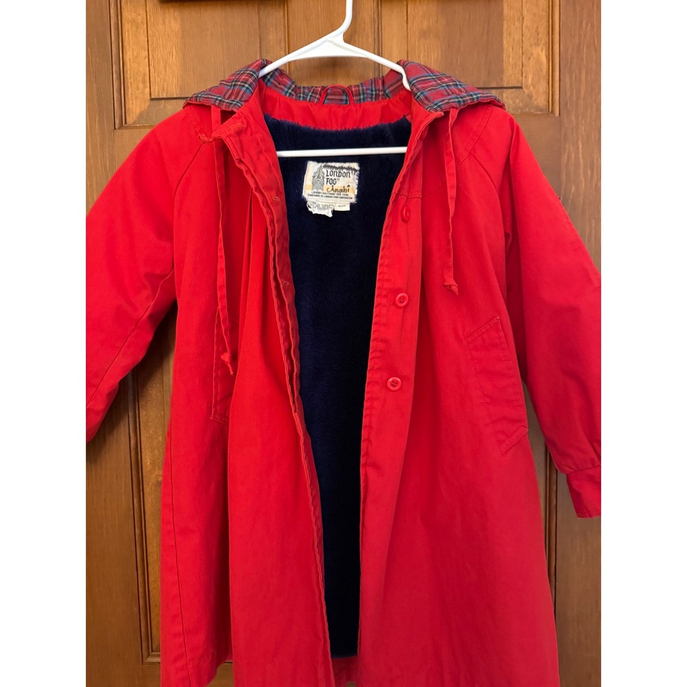 London Fog Girls Coat Size 6X Red Hooded Fleece-Lined Insulated Winter Jacket